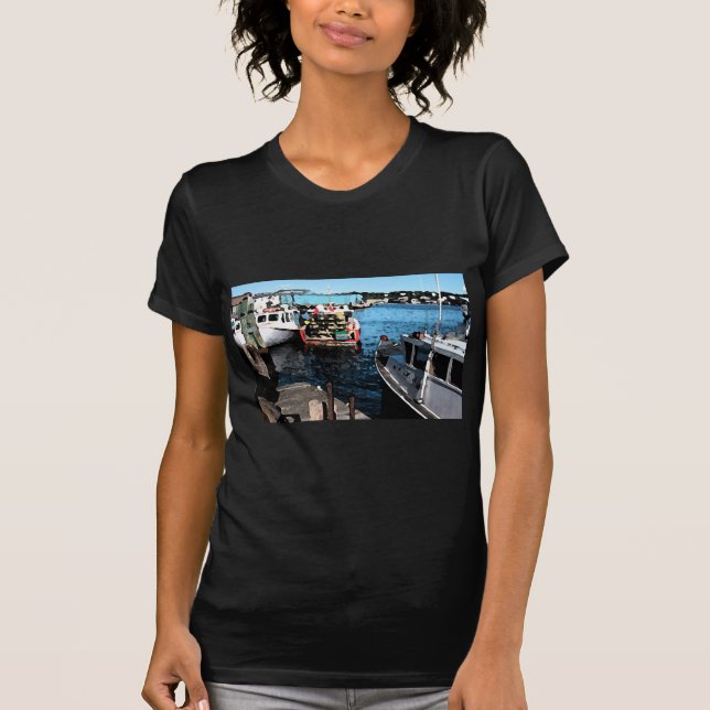 Camiseta Pintura de barcos de pesca (Anverso)
