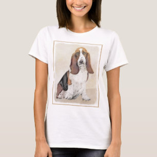 Camiseta Pintura de Basset Hound - Arte de Perro Original L