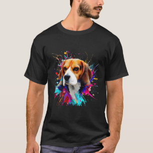 Camiseta Pintura de Beagle Art Splash Resumen Perro colorid