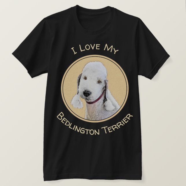 Camiseta Pintura de Bedlington Terrier - Arte Original de P (Anverso del diseño)