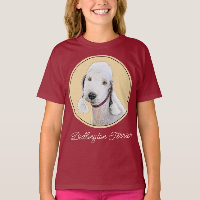 Camiseta Pintura de Bedlington Terrier - Original Dog Art T (Anverso)
