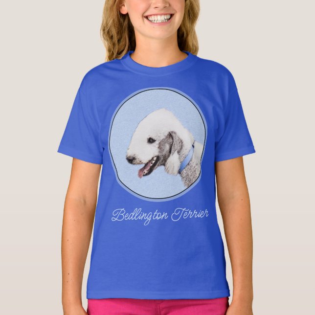 Camiseta Pintura de Bedlington Terrier - Original Dog Art T (Anverso)