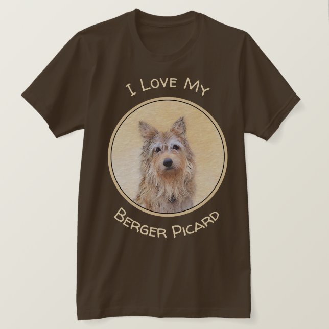Camiseta Pintura de Berger Picard - Arte de Perro Original. (Anverso del diseño)