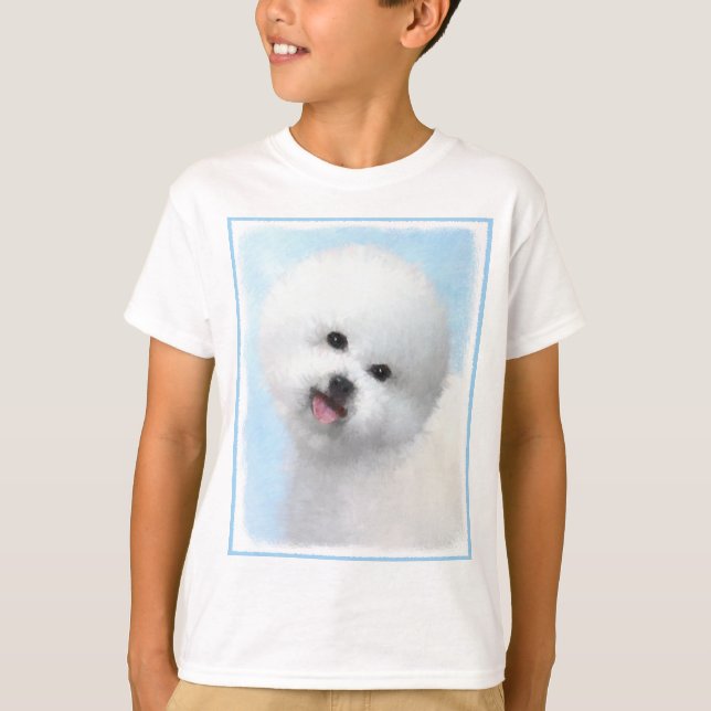 Camiseta Pintura de Bichon Frise - Arte de Perro Original. (Anverso)