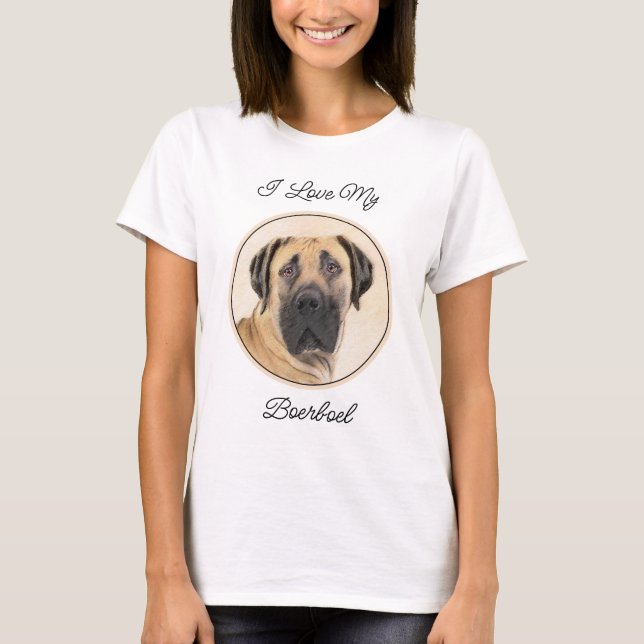 Camiseta Pintura de Boerboel - Arte Perro Original Cuto (Anverso)