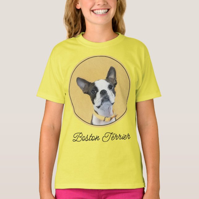 Camiseta Pintura de Boston Terrier - Arte de Perro Original (Anverso)