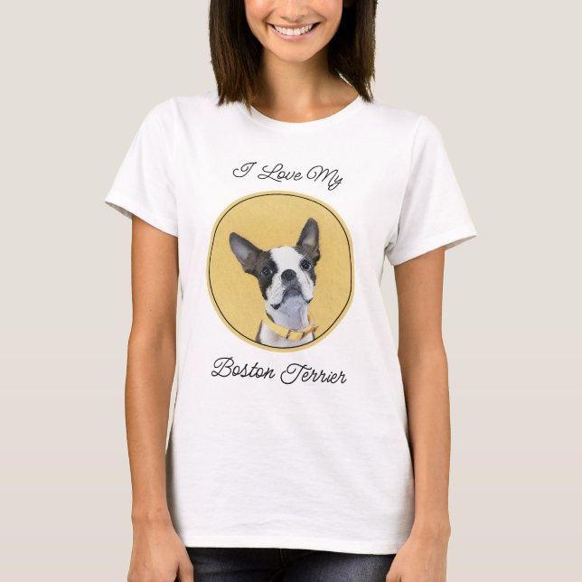 Camiseta Pintura de Boston Terrier - Arte de Perro Original (Anverso)