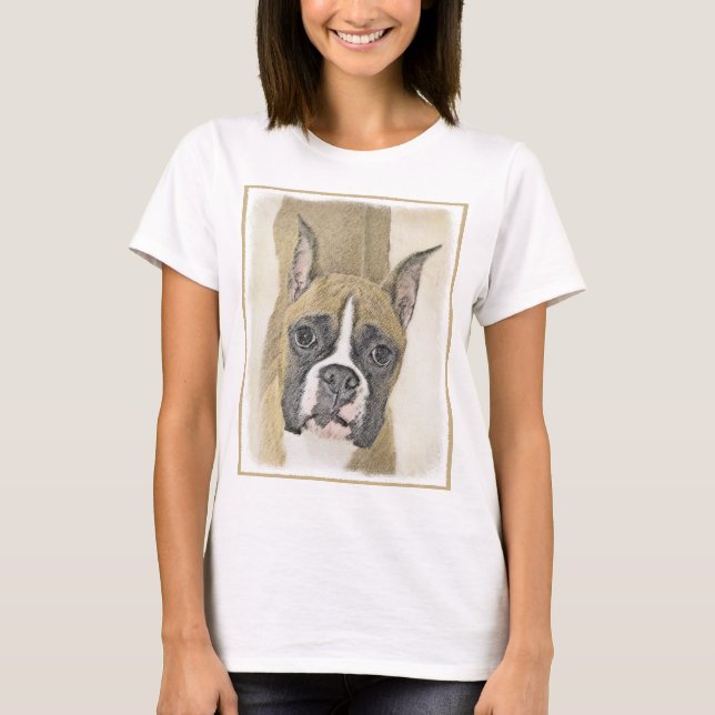 Camiseta Pintura De Boxer - Arte De Perro Original Cuto (Anverso)