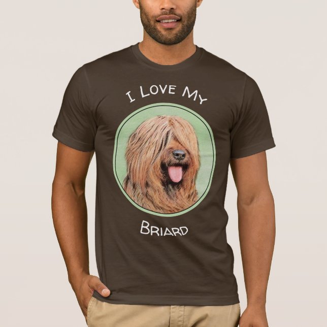 Camiseta Pintura de Briard - Arte de Perro Original. (Anverso)