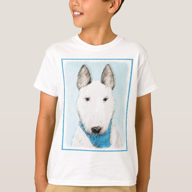 Camiseta Pintura de Bull Terrier - Arte de Perro Original. (Anverso)