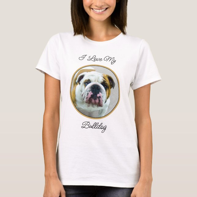 Camiseta Pintura de bulldog - Arte de perros original y lin (Anverso)