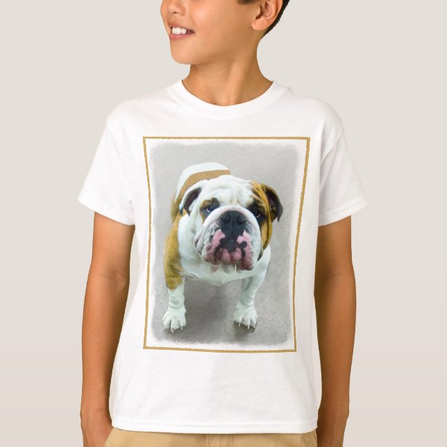 Camiseta Pintura de bulldog - Arte de perros original y lin (Anverso)
