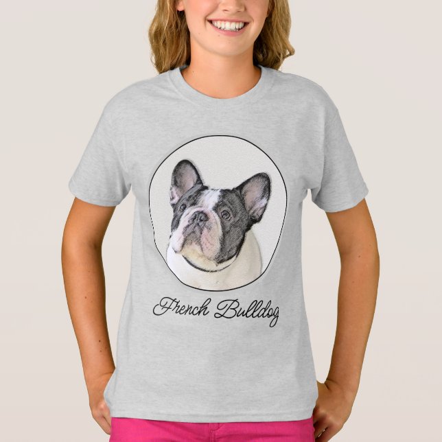 Camiseta Pintura de Bulldog francés (Brindle Pied) - Arte d (Anverso)