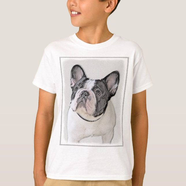 Camiseta Pintura de Bulldog francés (Brindle Pied) - Arte d (Anverso)