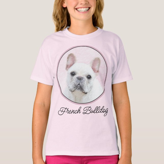 Camiseta Pintura de Bulldog francés (crema/blanco) - Arte d (Anverso)