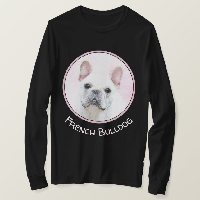 Camiseta Pintura de Bulldog francés (crema/blanco) - Arte d (Anverso del diseño)