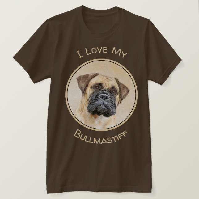 Camiseta Pintura de Bullmastiff - Arte de Perro Original. (Anverso del diseño)
