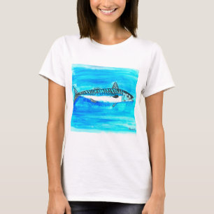 Camiseta Pintura de caballa acuarela océano bajo el mar