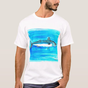 Camiseta Pintura de caballa acuarela océano bajo el mar