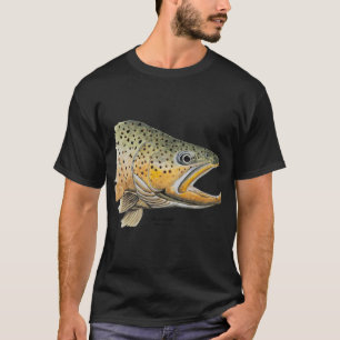 Camiseta Pintura de cabeza de trucha marrón