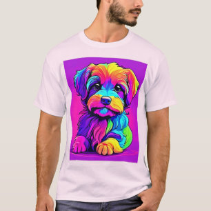 Camiseta Pintura de cachorro arco iris