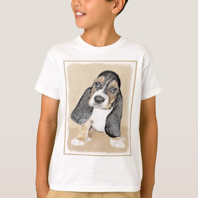 Camiseta Pintura de cachorro de abeja de Basset - Arte Perr (Anverso)