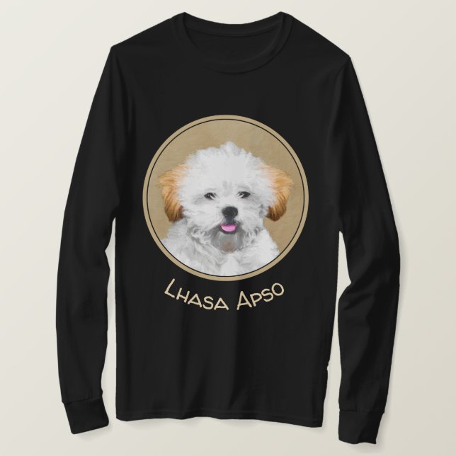 Camiseta Pintura de cachorro de Aprenta Lhasa - Arte de Per (Anverso del diseño)