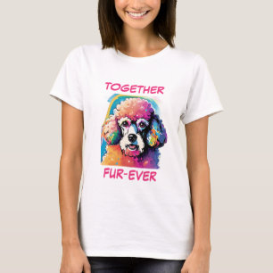 Camiseta Pintura de caniche blanco Pastel colorido Abstract