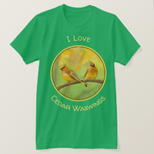 Camiseta Pintura de cedro Waxwing - Arte de perro original