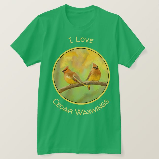 Camiseta Pintura de cedro Waxwing - Arte de perro original  (Anverso del diseño)