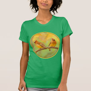 Camiseta Pintura de cedro Waxwing - Arte de perro original