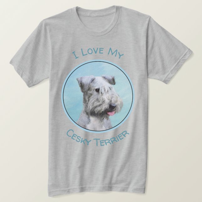 Camiseta Pintura de Cesky Terrier - Arte de Perro Original. (Anverso del diseño)