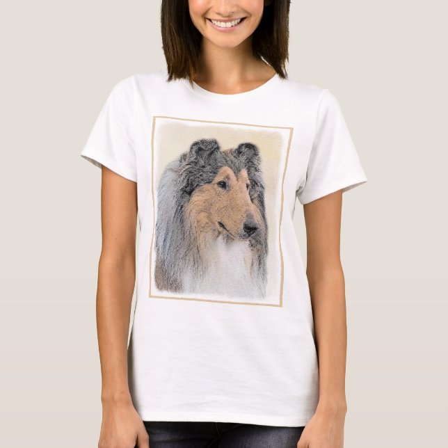 Camiseta Pintura de Collie (Rough) - Arte de Perro Original (Anverso)