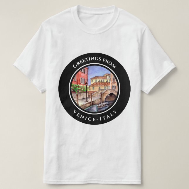 Camiseta Pintura de color de agua de Venecia Italia Pen y W (Diseño del anverso)