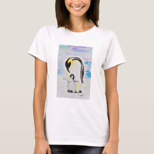 Camiseta Pintura de color de agua del emperador pingüino y 