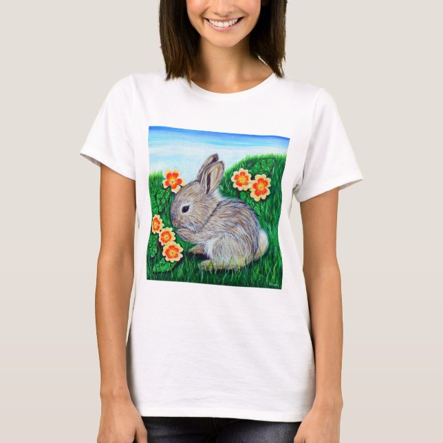 Camiseta Pintura de conejo de primavera (Anverso)
