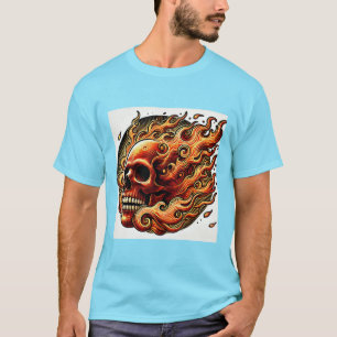 Camiseta Pintura de cráneo flameante