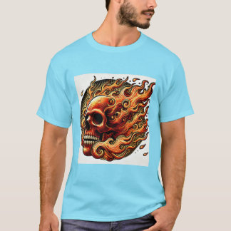 Camiseta Pintura de cráneo flameante
