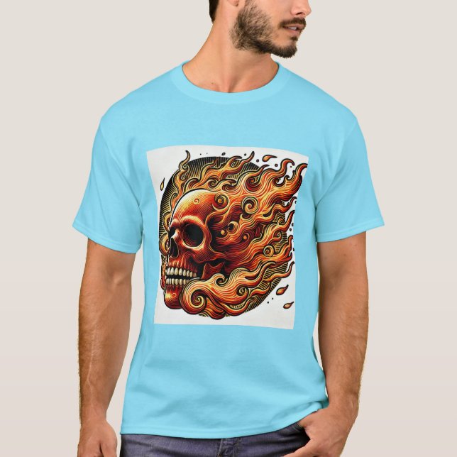 Camiseta Pintura de cráneo flameante (Anverso)