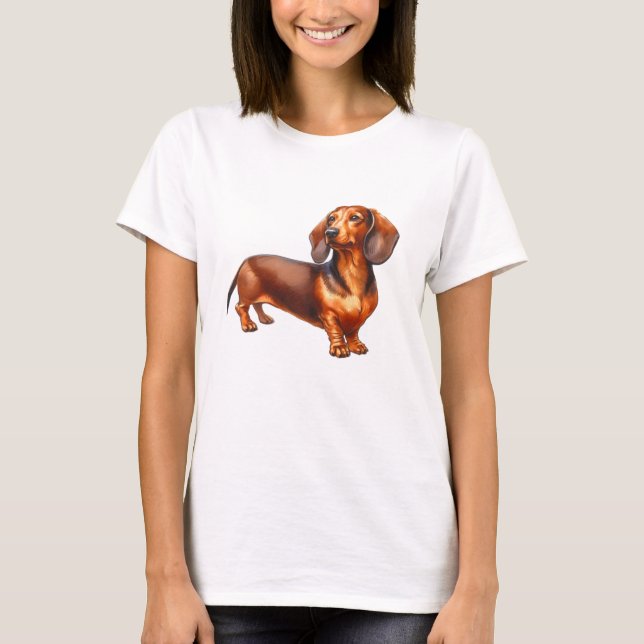 Camiseta Pintura de Dachshund - Paintin acuarela de perro d (Anverso)