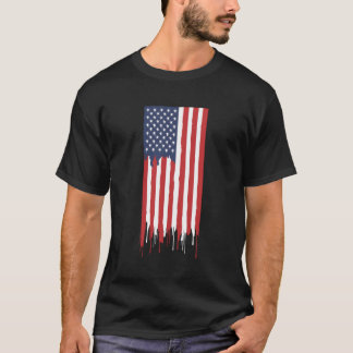 Camiseta Pintura de desorbitación de la bandera estadounide