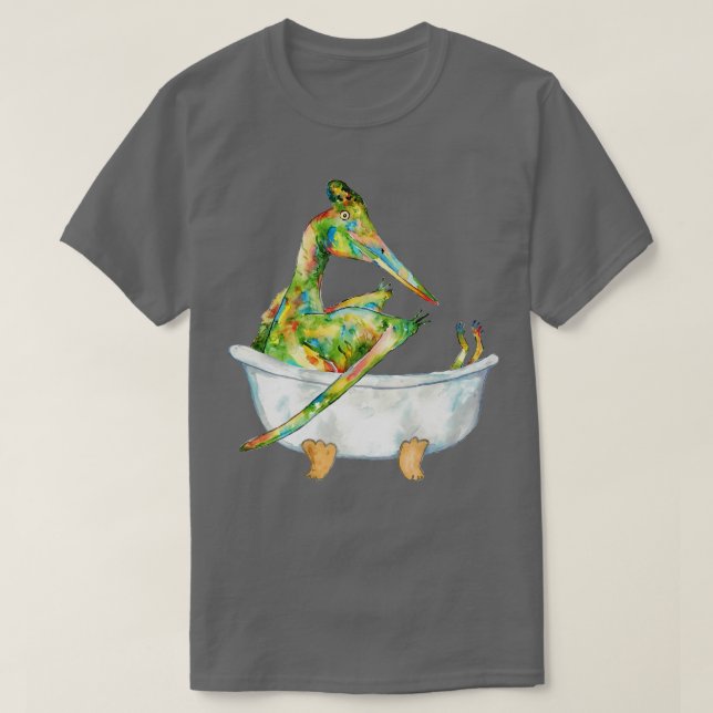 Camiseta Pintura de dinosaurio de baño terodáctilo (Diseño del anverso)