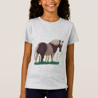 Camiseta Pintura de dos caballos de peluche en hierba, cami