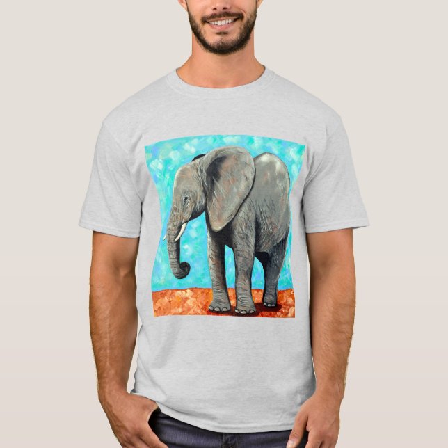 Camiseta Pintura de elefante bebé grande  (Anverso)