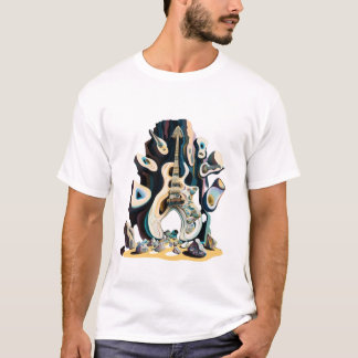 Camiseta Pintura de estilo Antonio Gaudi, música de banda d
