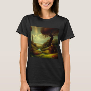 Camiseta Pintura de fantasía 7 - Mujer y gato