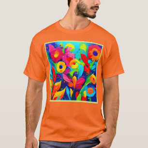 Camiseta Pintura de fantasía floral vibrante