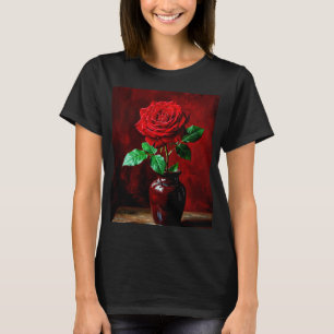 Camiseta Pintura de flor de rosa roja
