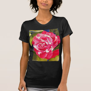 Camiseta Pintura de flores de color de agua rosa de Camelli