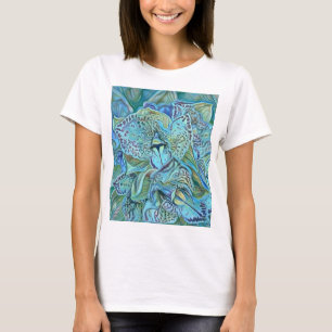 Camiseta Pintura de flores de orquídea azul púrpura lindo